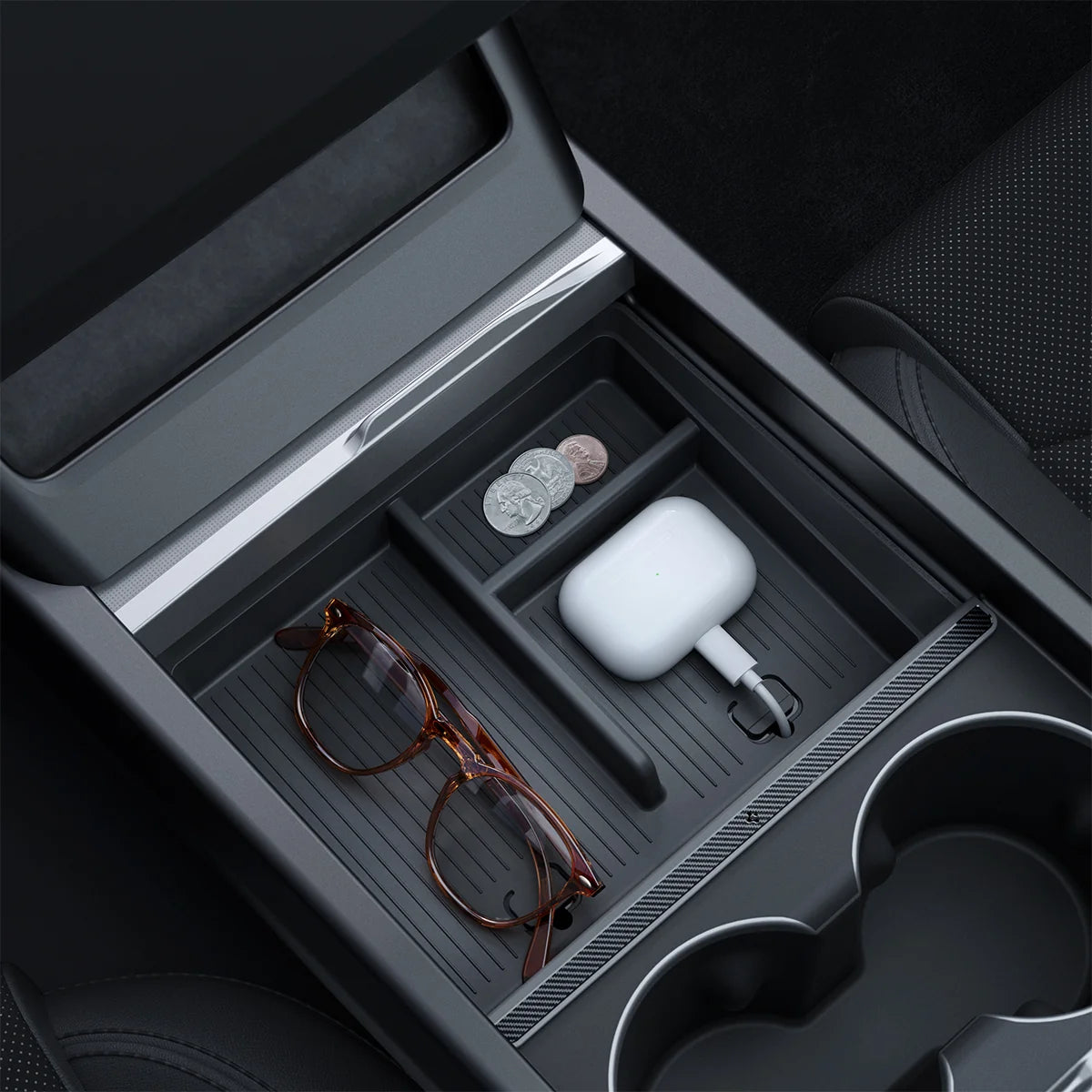 Tesla Series - Non-Slide Center Console Organizer | 3-Section